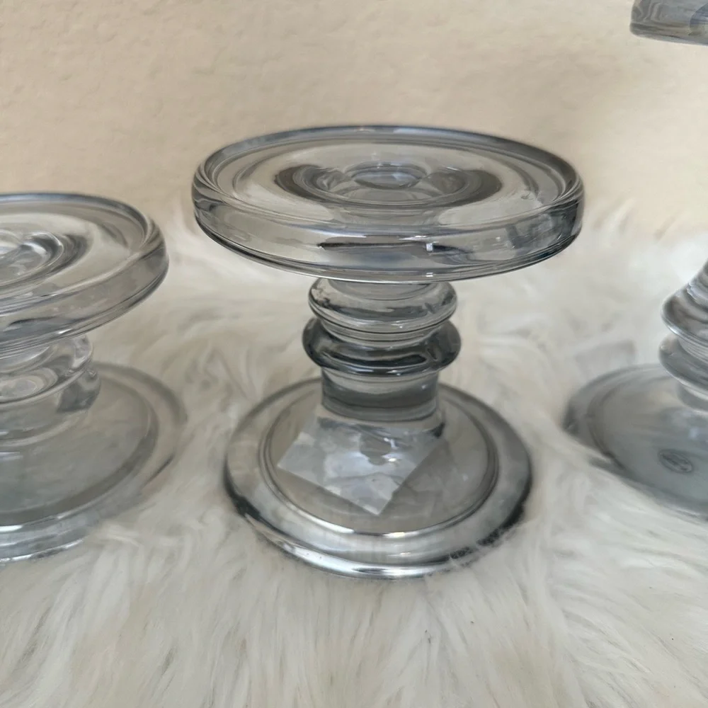 Elegant Glass Candle Holders - Set of 3